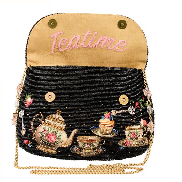 Mary Frances Tea Time Black and Gold Fairytale Beaded Crossbody Handbag - Picture 5 of 7